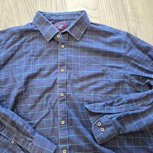 UNTUCKit Plaid Flannel Button Down Shirt Blue Red Mens XXL Relaxed Fit Cotton